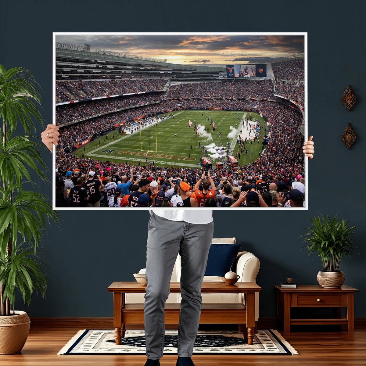 87578930-PAN-FL-20X10 - Chicago Bears Soldiers Field Wall Art Canvas Print, Home Bar Wall Decor