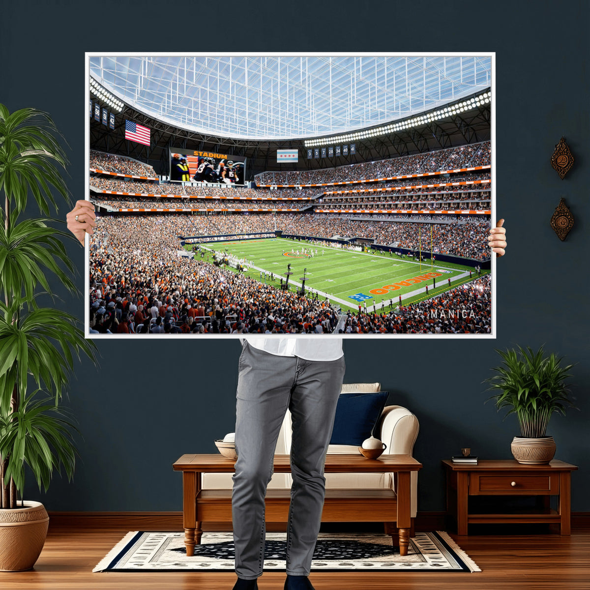 32530647-PAN-FL-20X10 - Chicago Bears Soldiers Field Wall Art Canvas Print, Framed and Ready to Hang