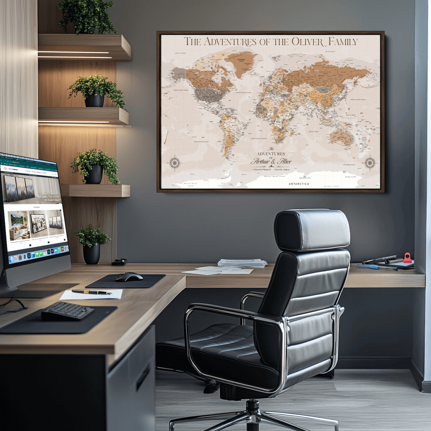 43101120-MGV-CV-36X24-World Travel Map with Pins – Push Pin Maps of Where I've Been, Framed Wall Map for Travel Memories, Old Style Decorative World Map - H10