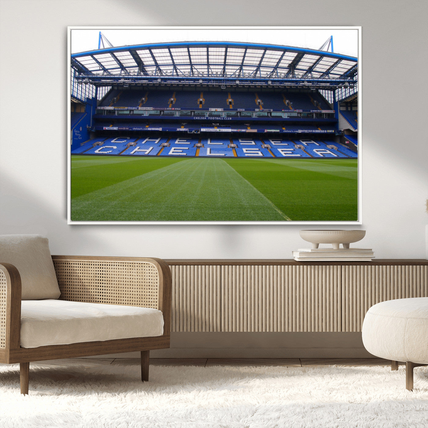 38616413CHELSA-MGV-FC-36X24_White-Stamford Bridge Chelsea Football Stadium Canvas Wall Art Print – Immersive Stadium Experience for Soccer Fans – Ready to Hang