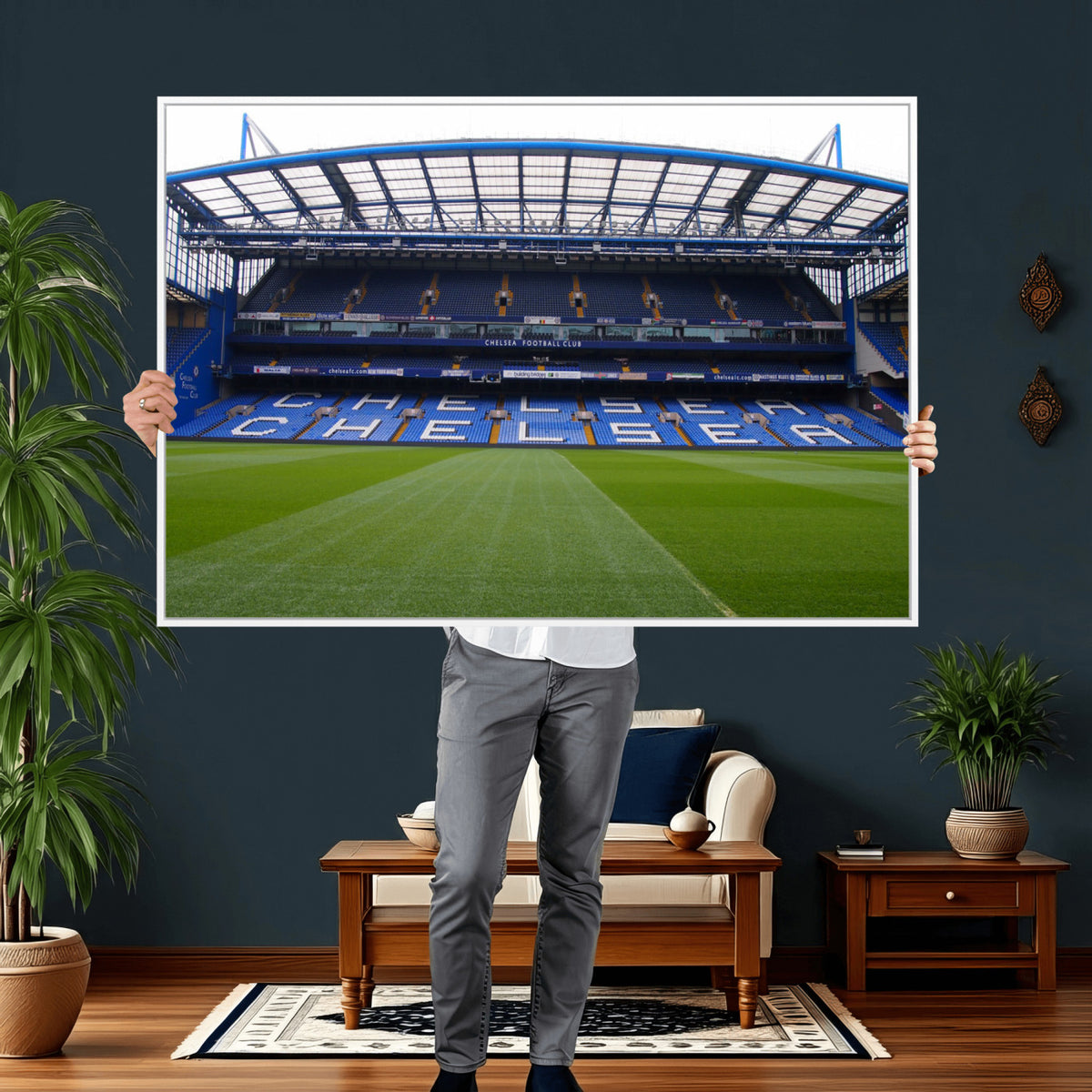 38616413CHELSA-MGV-CV-36X24 - Stamford Bridge Chelsea Football Stadium Canvas Wall Art