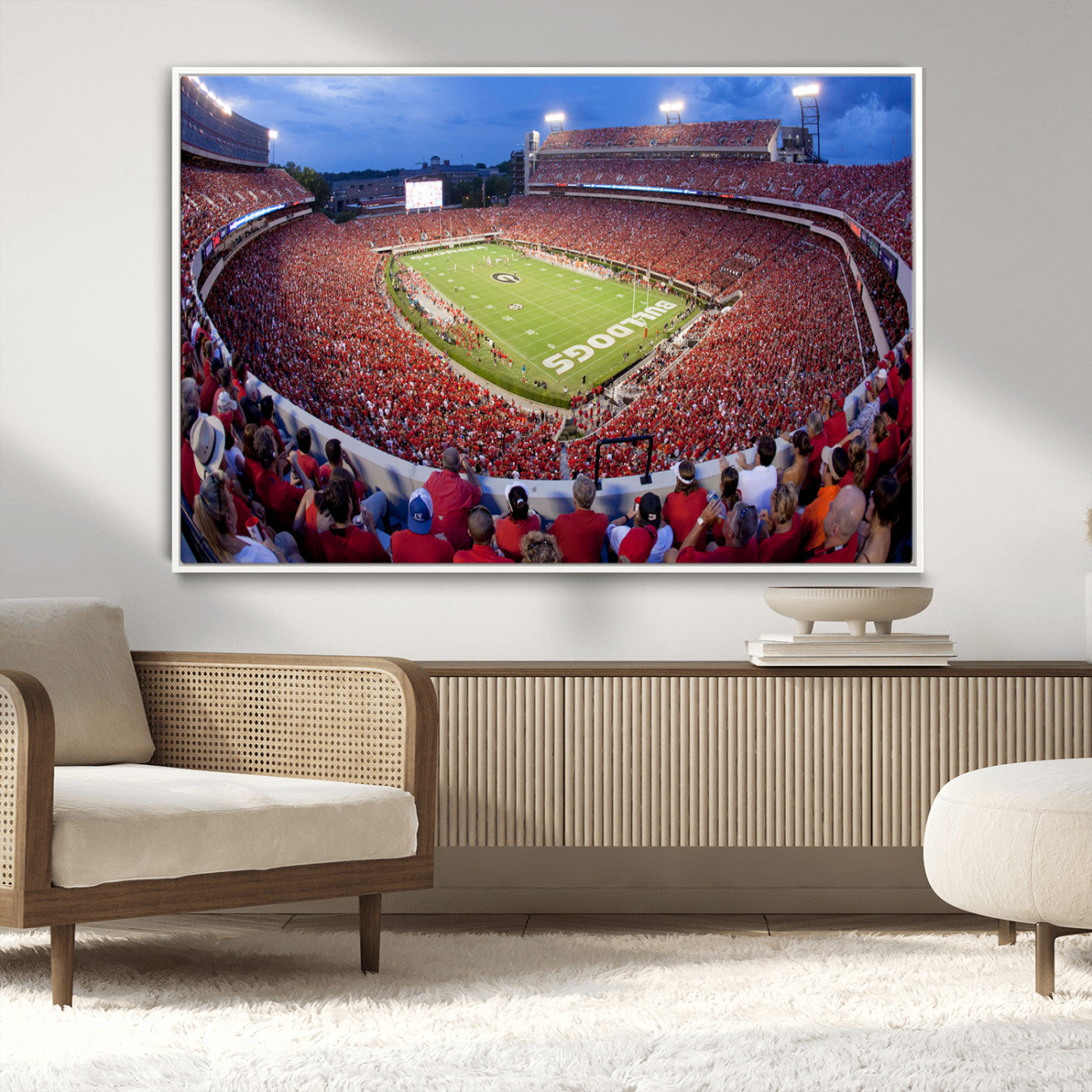 10244378-MGV-CV-36X24-Dooley Stadium Wall Art Print, Sports Arena Canvas Wall Art, Dooley Field at Sanford Stadium Canvas Print, Modern Athletic Field Art Printing