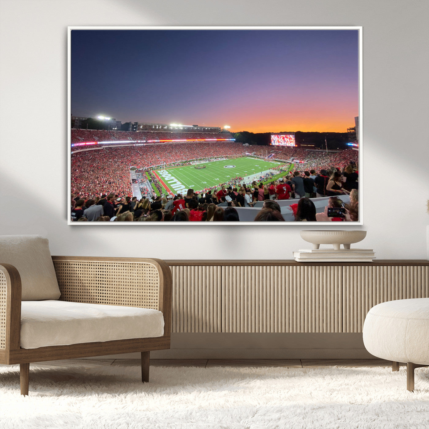 25139565-MGV-CV-36X24-Dooley Stadium Wall Art Print, Sports Arena Canvas Wall Art, Dooley Field at Sanford Stadium Canvas Print, Modern Athletic Field Art Printing