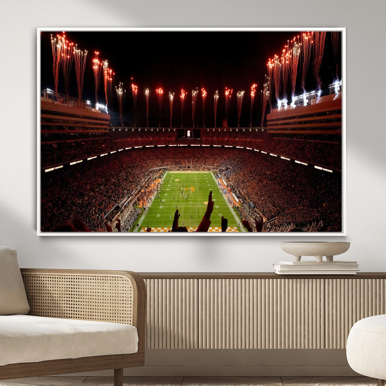 73358115-MGV-FC-36X24 - Tennessee Neyland Stadium Wall Art, Sports Arena Canvas Print, Panoramic Stadium Canvas Artwork for Home, Office