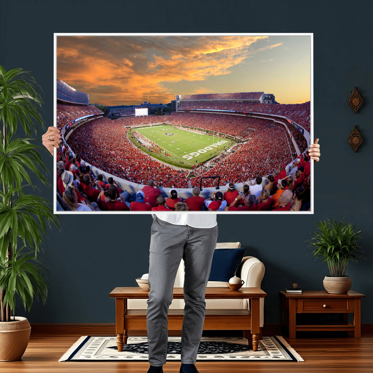 73680988-MGV-CV-36X24 - Dooley Stadium Wall Art, Sports Arena Canvas Print, Dooley Field, Framed and Ready to Hang