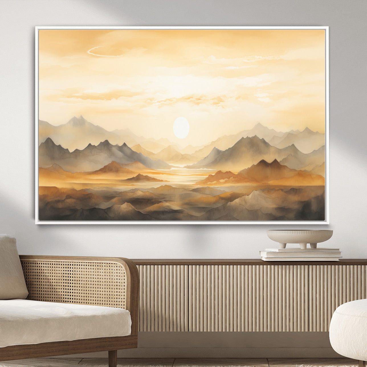 Nihat1-29-MGV-CV-36X24-Sepia Color Abstract Mountain Wall Art Canvas Print