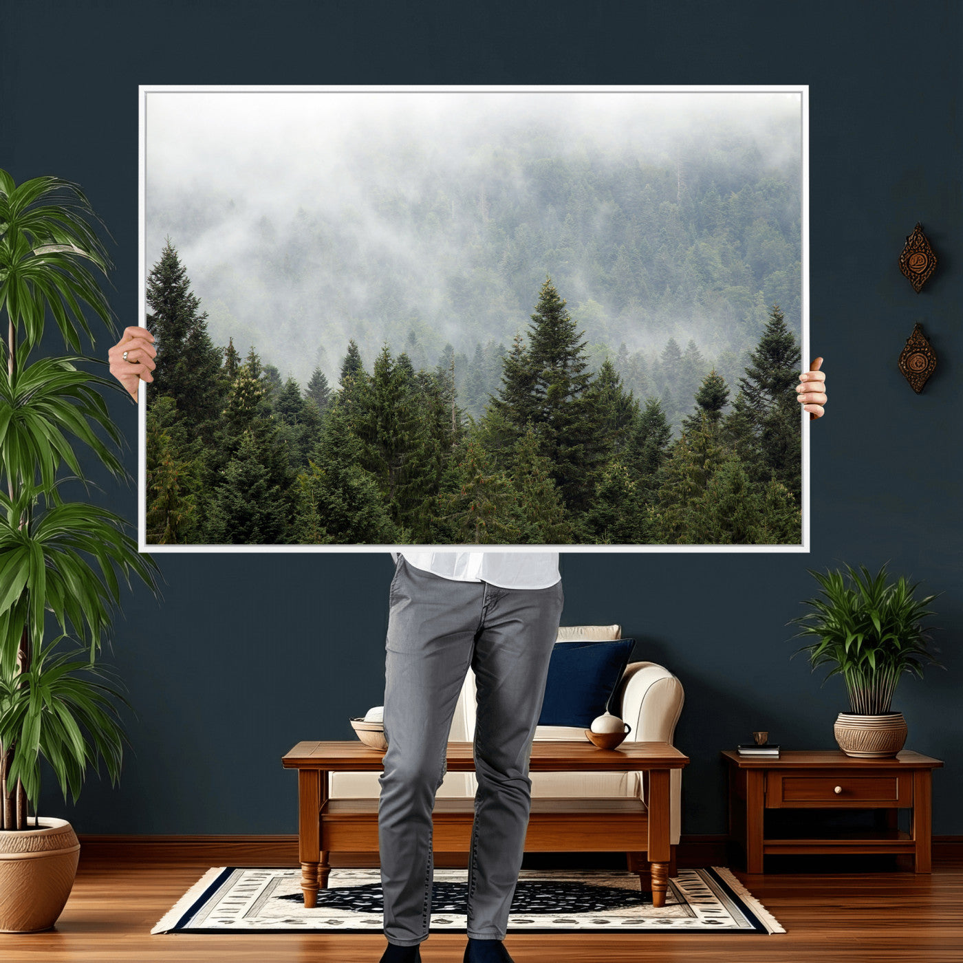 37010054-MGV-CV-36X24 - Misty Mountain Forest Wall Art Canvas Print