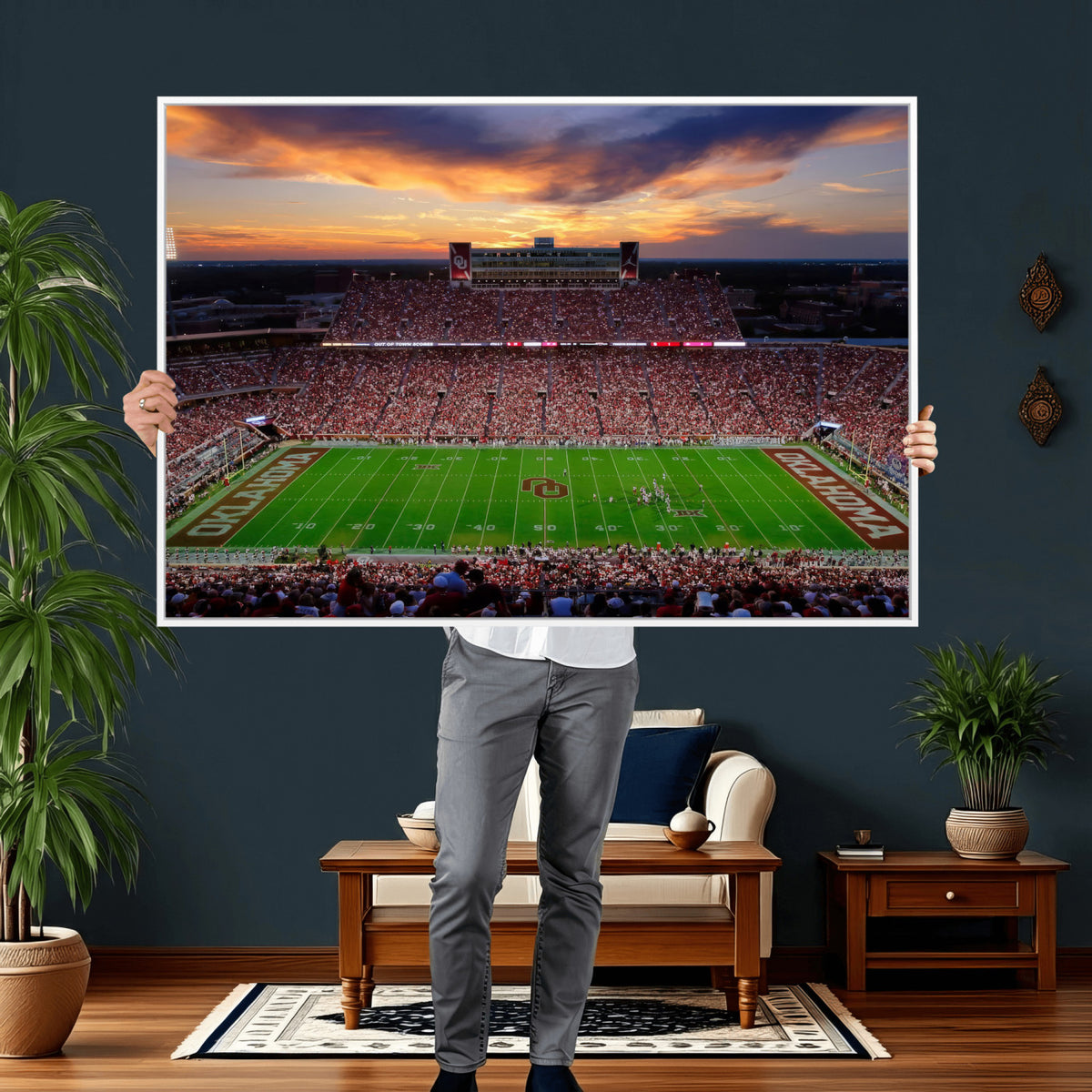 51457497-MGV-CV-36X24 - Oklahoma Sooners Stadium Wall Art Canvas Print, College Football Decor