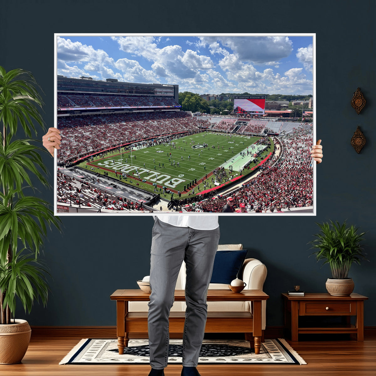 10665453-MGV-CV-36X24 - Georgia Bulldogs Stadium Wall Art Canvas Print, Sanford, Framed and Ready to Hang