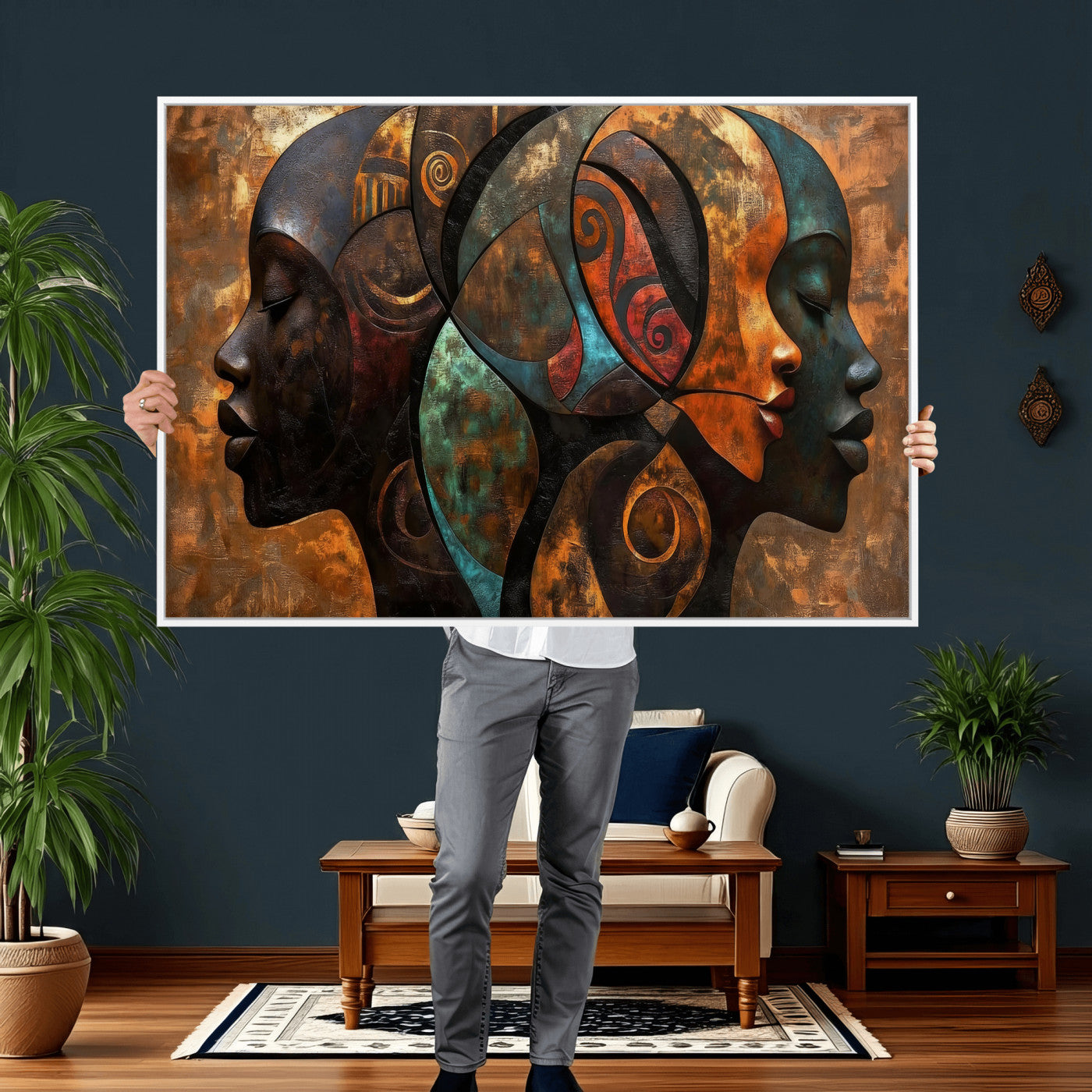 81517886-MGV-CV-36X24 - Abstract Afro American Women Wall Art Canvas Print