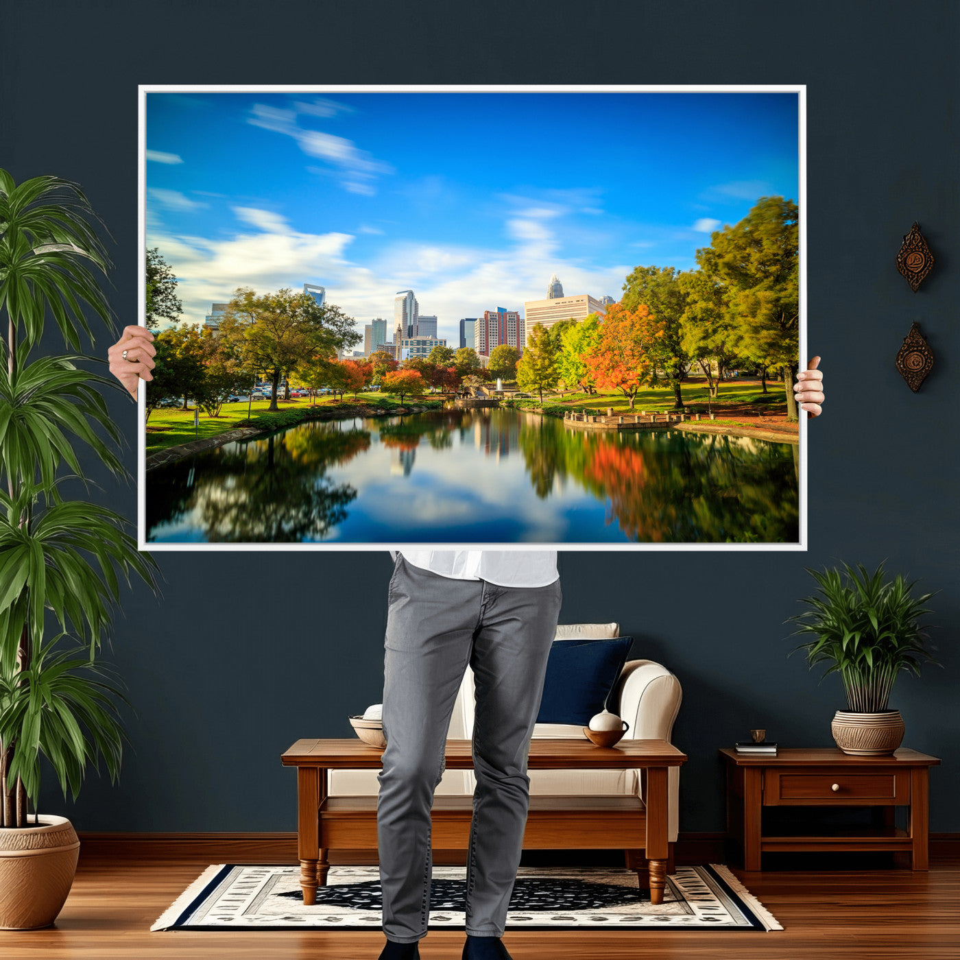 83254720-MGV-CV-36X24 - Charlotte Skyline Canvas Wall Art Print – North Carolina Cityscape Photography Print