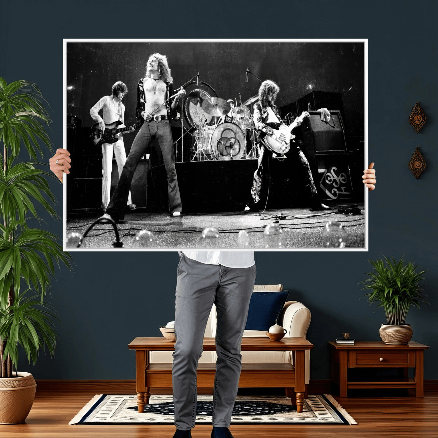 Led Zeppelin Live Concert Canvas Wall Art, Classic Rock Band