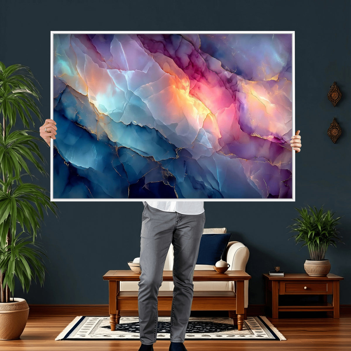 28163849-MGV-CV-36X24 - Colorful Abstract Canvas Wall Art Print, Vibrant Popup Color Art Print