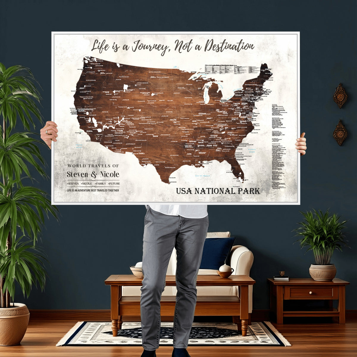 24049800-MGV-CV-36X24 - Personalized USA National Park Push Pin Travel Map Canvas Print