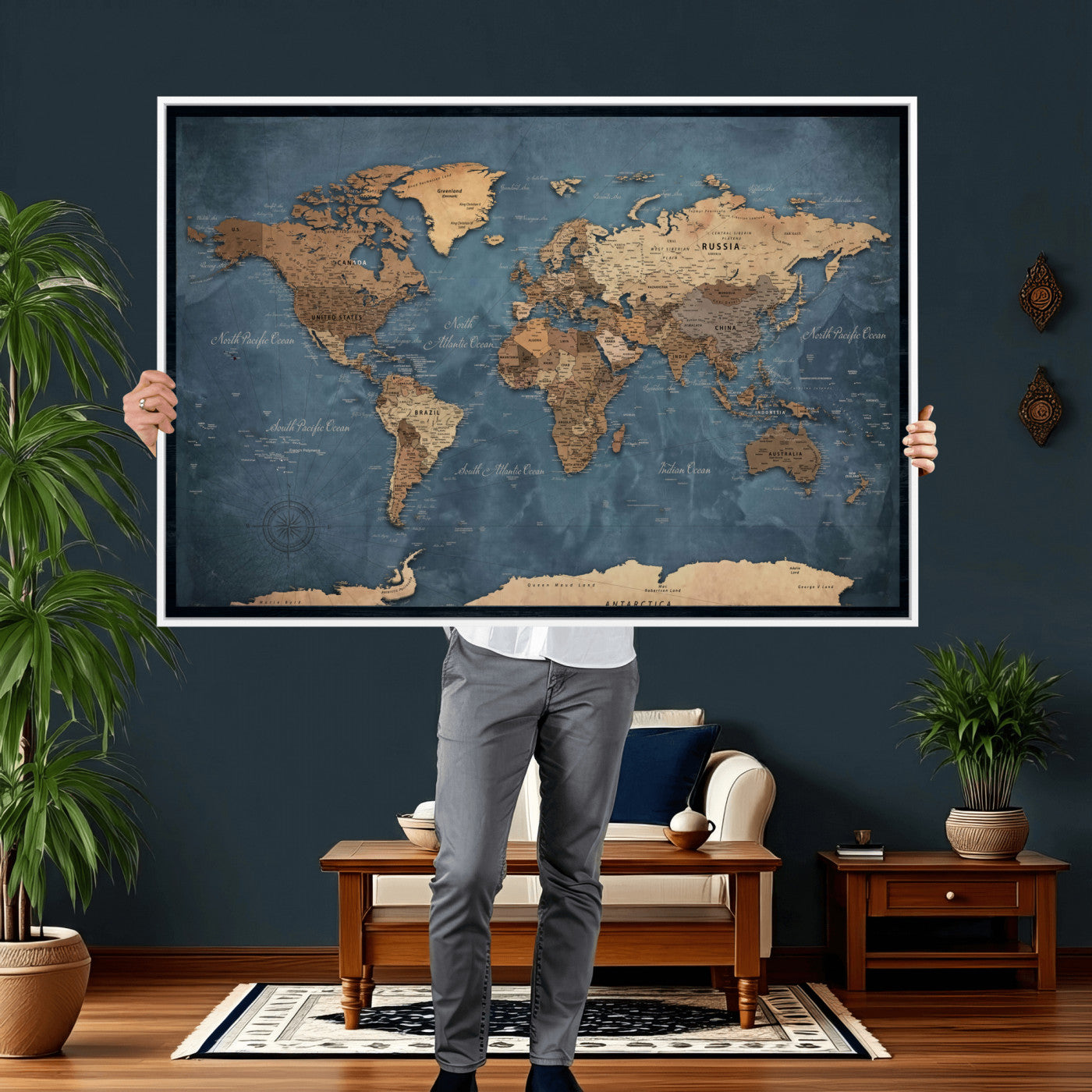 45826339-MGV-CV-36X24 - World Map Canvas Wall Art Canvas Print