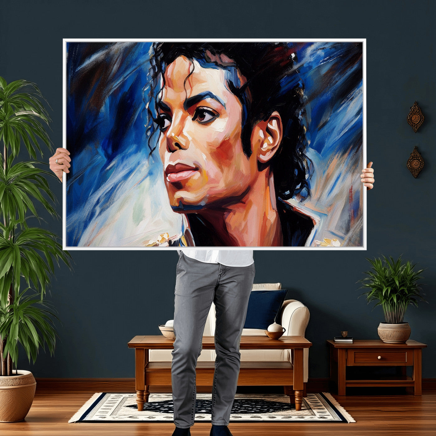 51466481-MGV-CV-36X24 - Abstract Michael Jackson Photo Wall Art Canvas Print