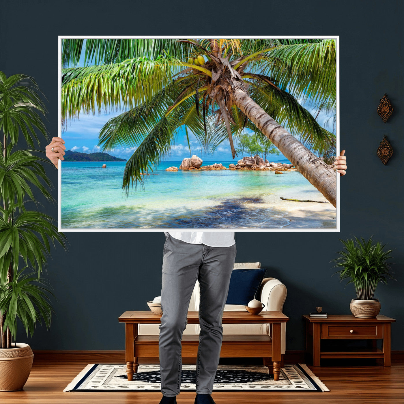 86824715-MGV-CV-36X24 - Seychelles Beach Canvas Wall Art - Anse Volbert Praslin Island Print