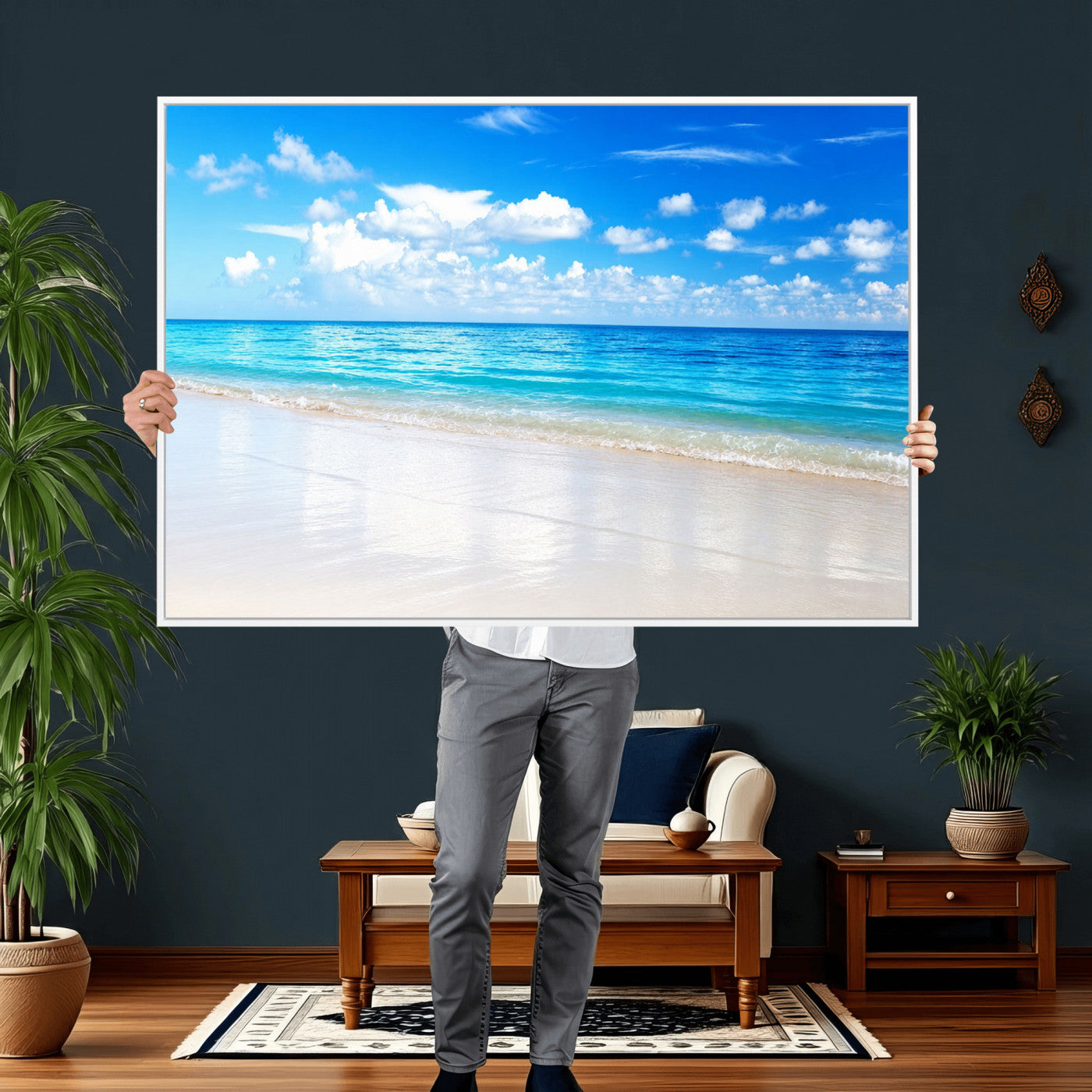 67491909-MGV-CV-36X24 - Tropical Beach Ocean Wall Art Canvas Print for Home Decor