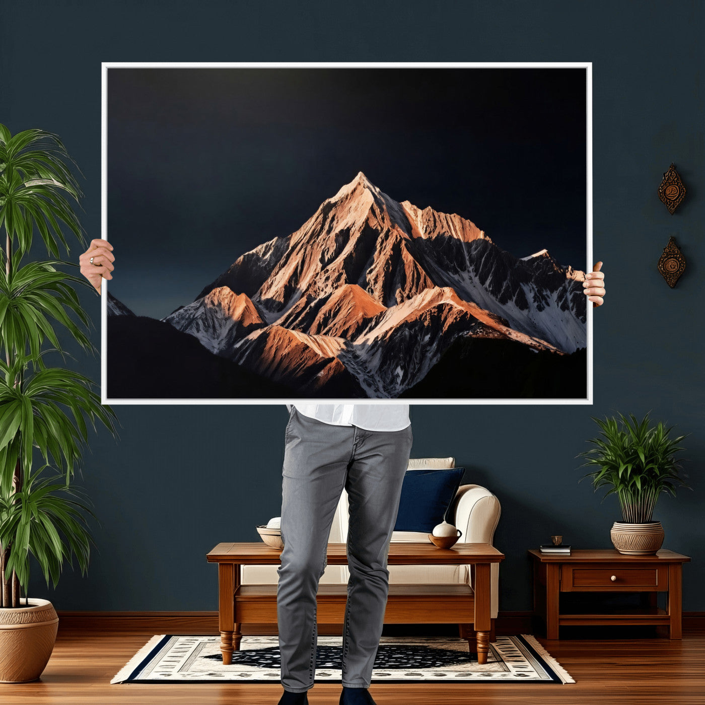 10196184-MGV-CV-36X24 - Snow Mountain Wall Art Canvas Print for Living Room Decor