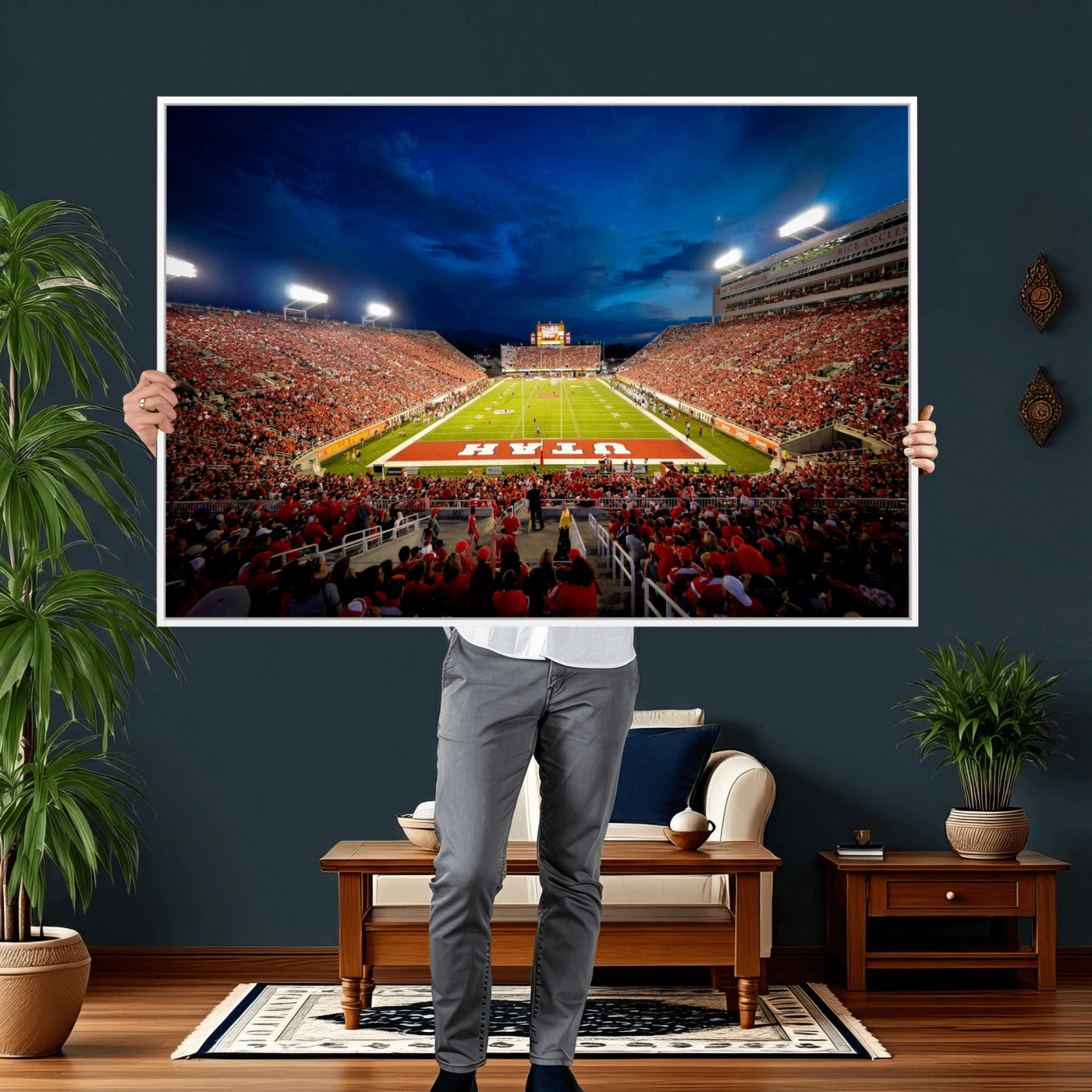 74019251-MGV-CV-36X24 - Rice-Eccles Stadium Wall Art Canvas Print - Utah Salt Lake City Stadium Print