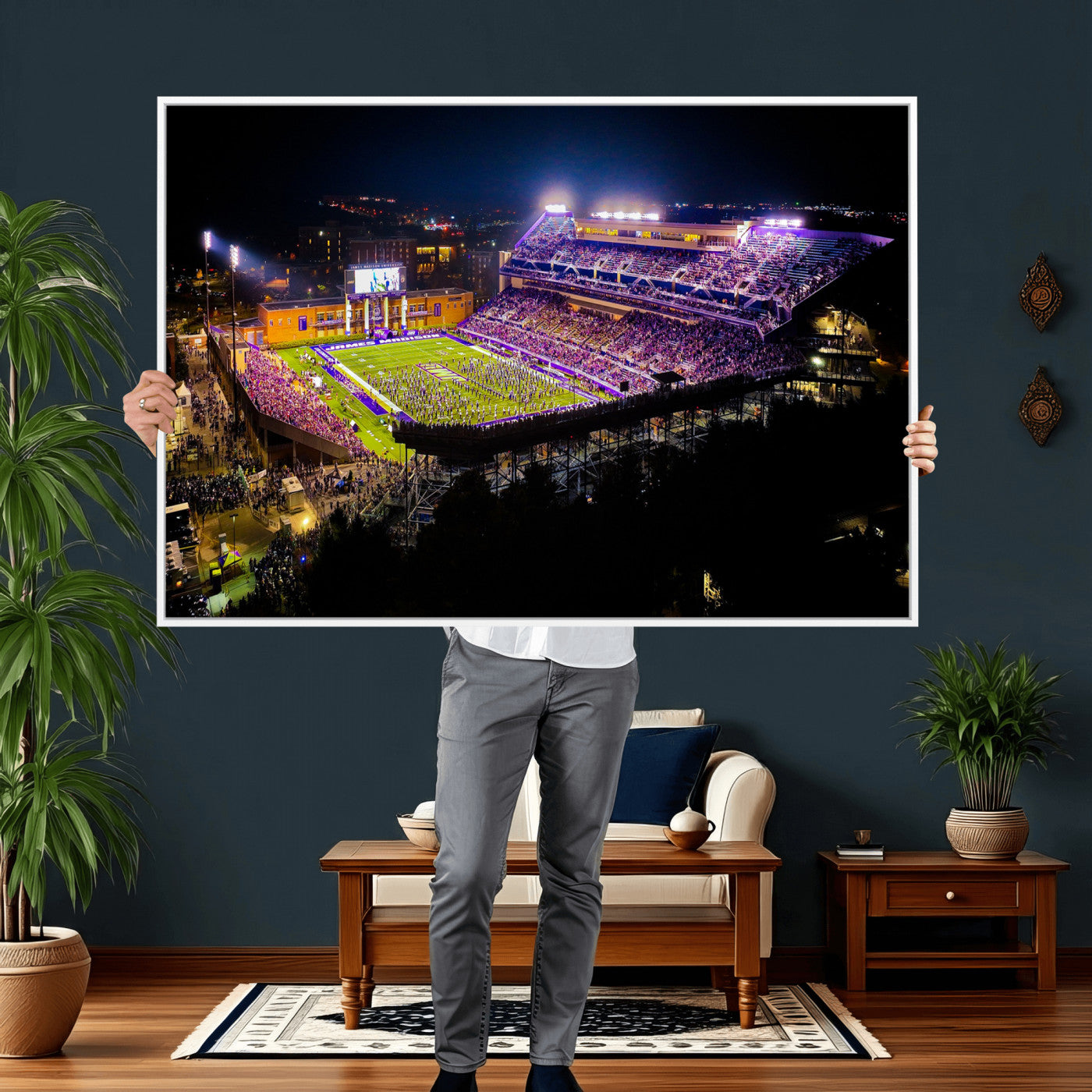 400867JMU2-MGV-CV-36X24 - JMU Stadium Wall Art Canvas Print for Game Room Decor - James Madison University Stadium