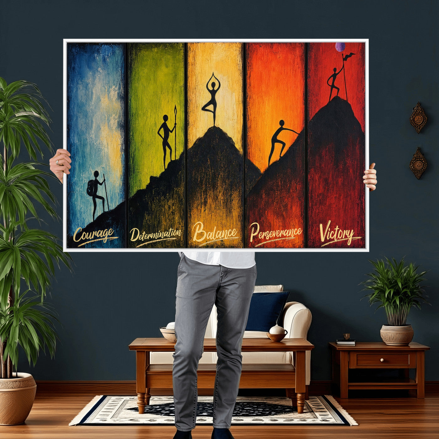 59418630-MGV-CV-36X24 - Success Journey Courage to Victory Wall Art Canvas Print - Motivational Office Decor