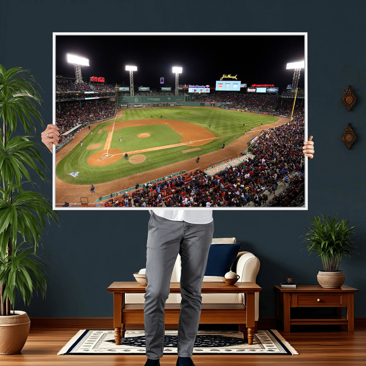 86945D-MGV-CV-36X24 - Fenway Park Boston Red Sox Baseball Stadium Wall Art Canvas Print for Gift Baseball Lover MLB Wall Art College Dorm Wall Decor Baseball Gift