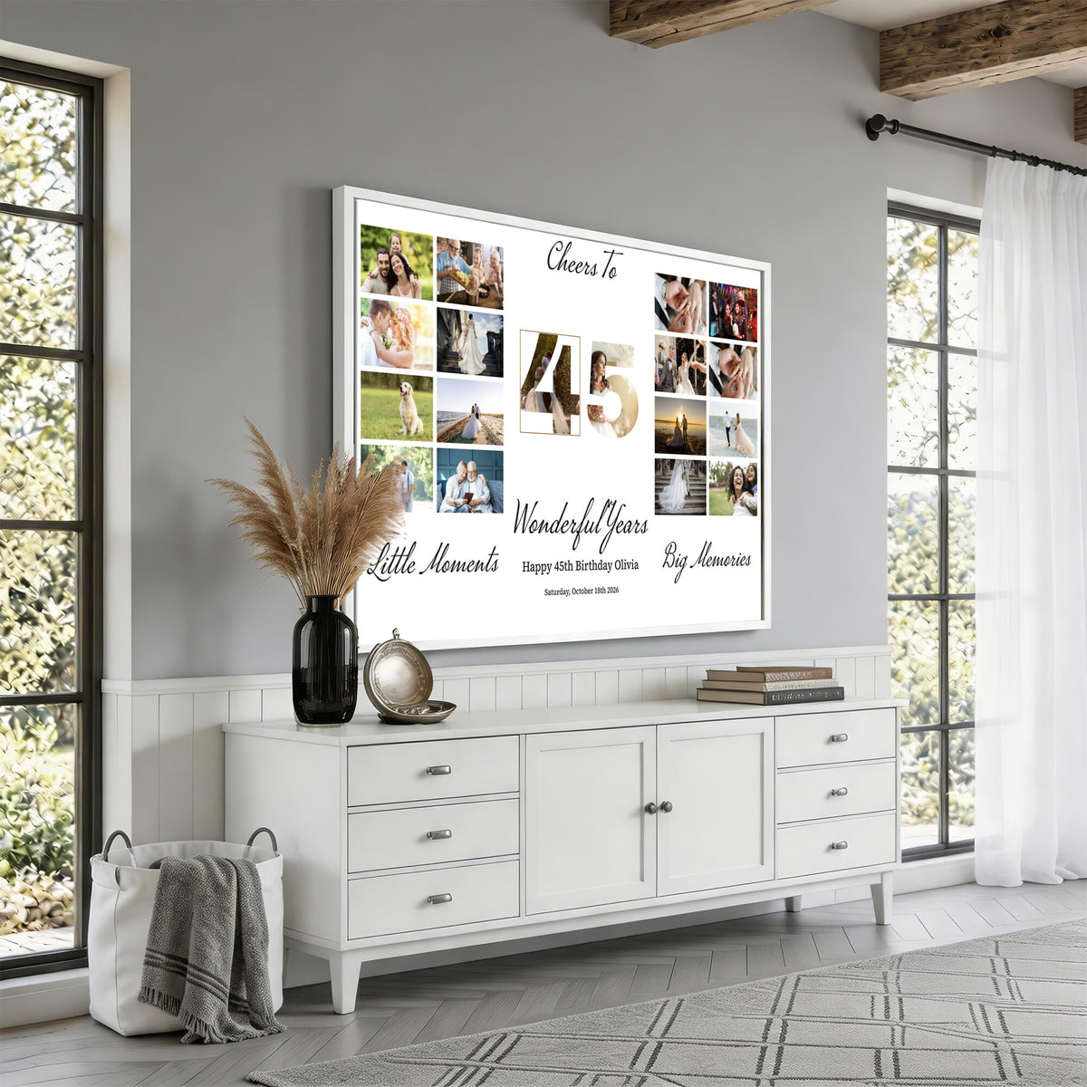 CSTM914CLJ-MGV-CV-36X24 - Moments and Memories Canvas Print – Personalized Birthday Photo Grid Wall Art