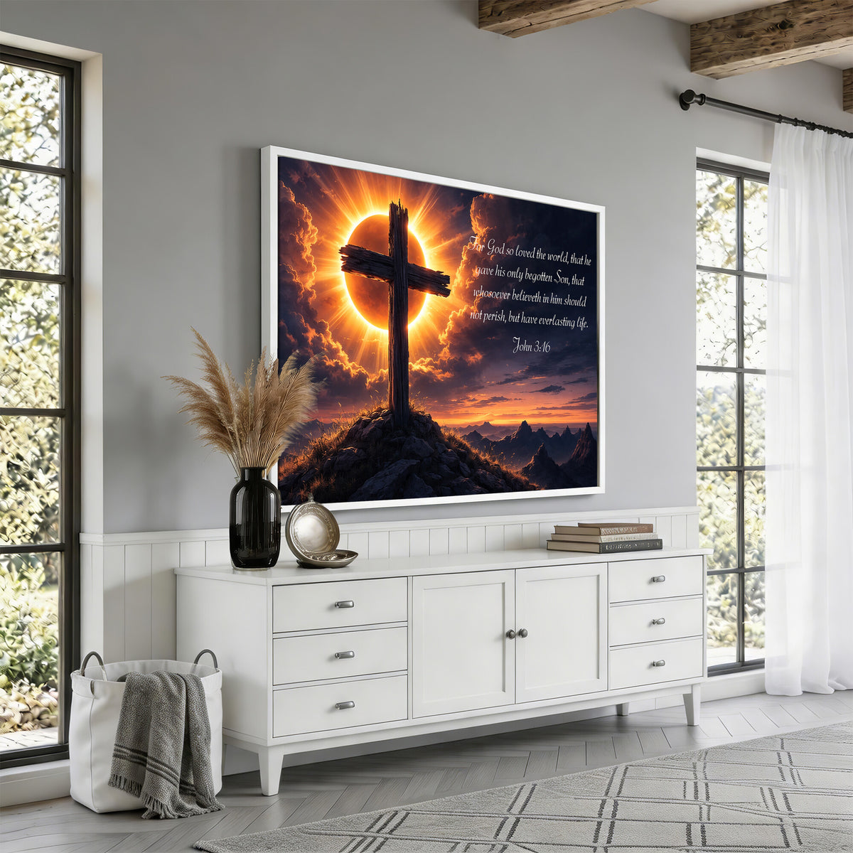 Custom Bible Verse Cross Canvas, Personalized Christian Wall Art