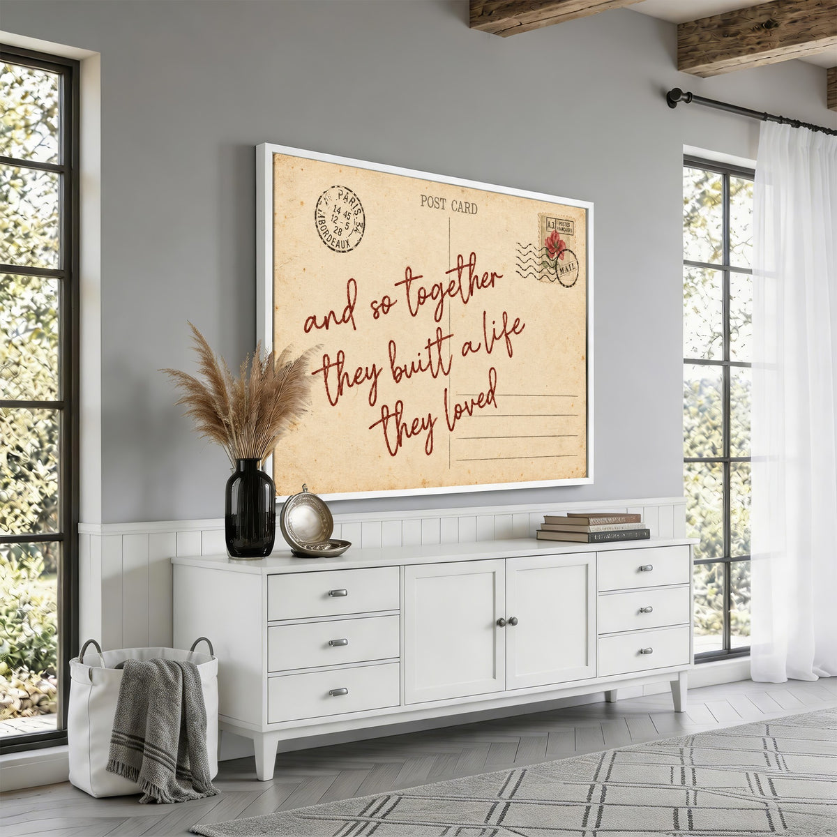 Personalized vintage postcard canvas with custom love note, view 22