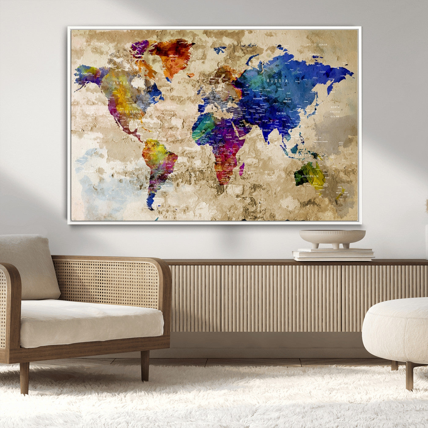 MGV-FC-36X24 - World Map Wall Art Canvas Print for Home and Office Decor