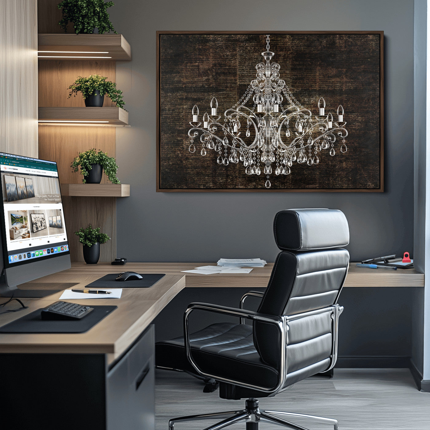69434-MGV-FC-36X24_Walnut-Rustic Chandelier Canvas Print