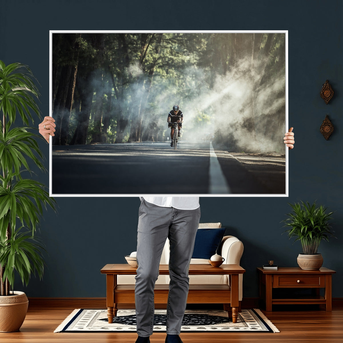 60298-MGV-CV-36X24 - Cycling Road Bike in the Morning, Cycling Road Bike Canvas Print