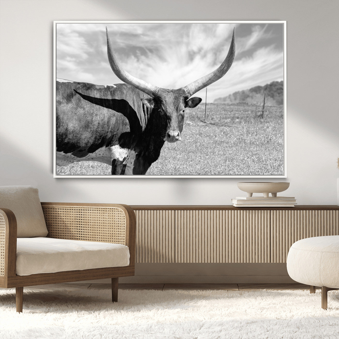 MGV-FC-36X24 - Cattle Wall Art Longhorn Cow Canvas Print