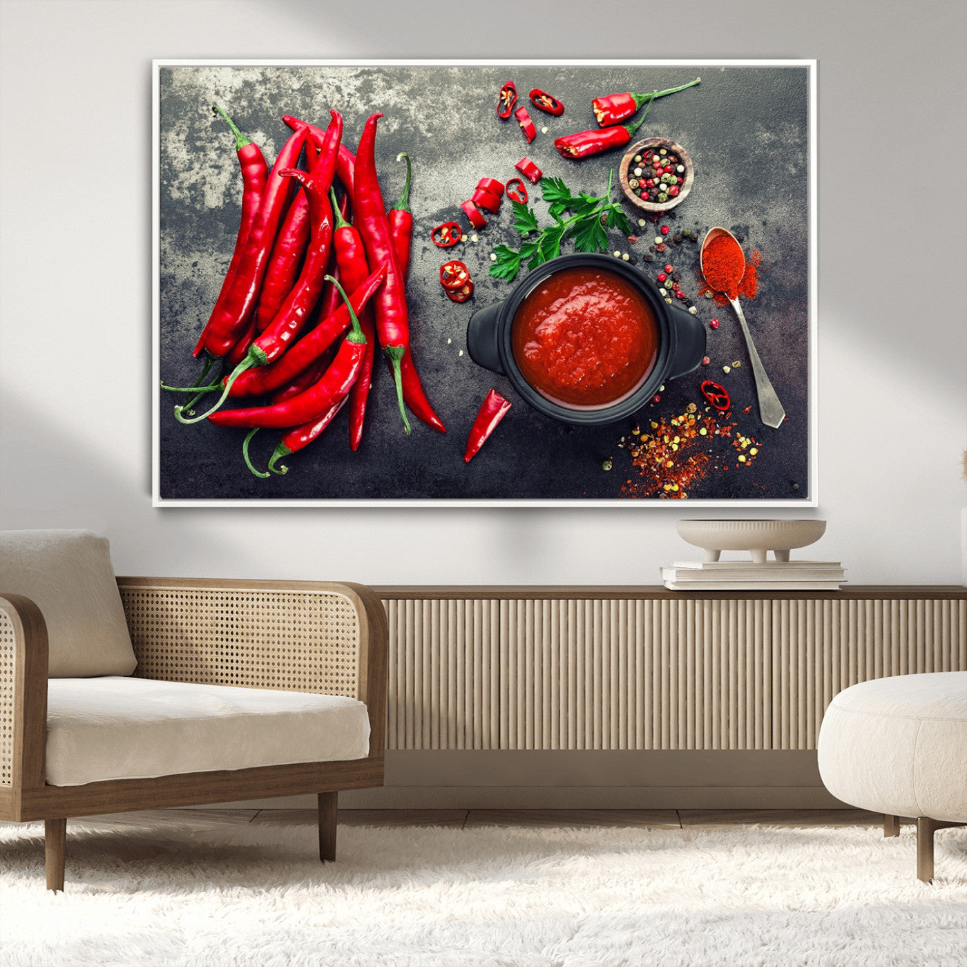 MGV-FC-36X24 - Red Pepper Kitchen and Restaurant Wall Wall Art, Red Pepper Kitchen Wall Decor Canvas Print