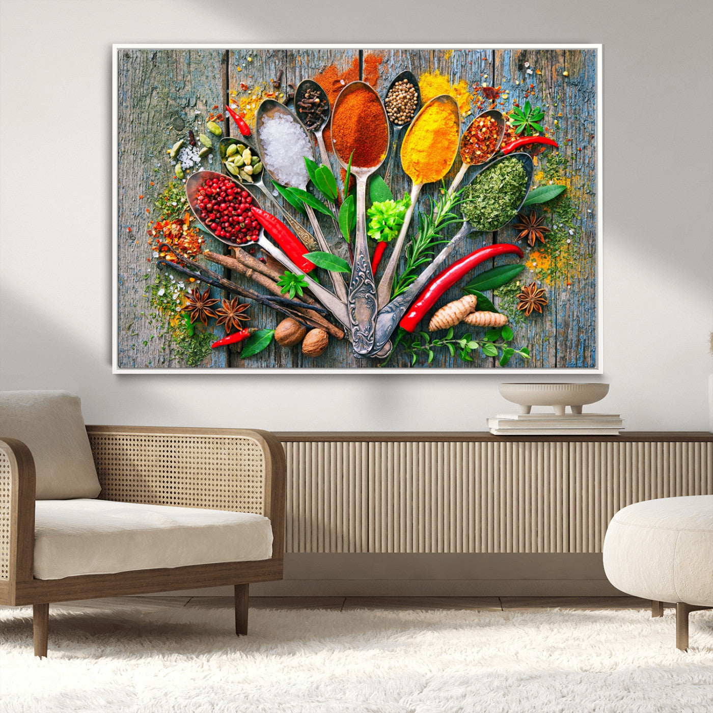 MGV-FC-36X24 - Kitchen Wall Art Print - Spoonful of Spices Cooking Wall Art Canvas Print - Vibrant Kitchen Decor