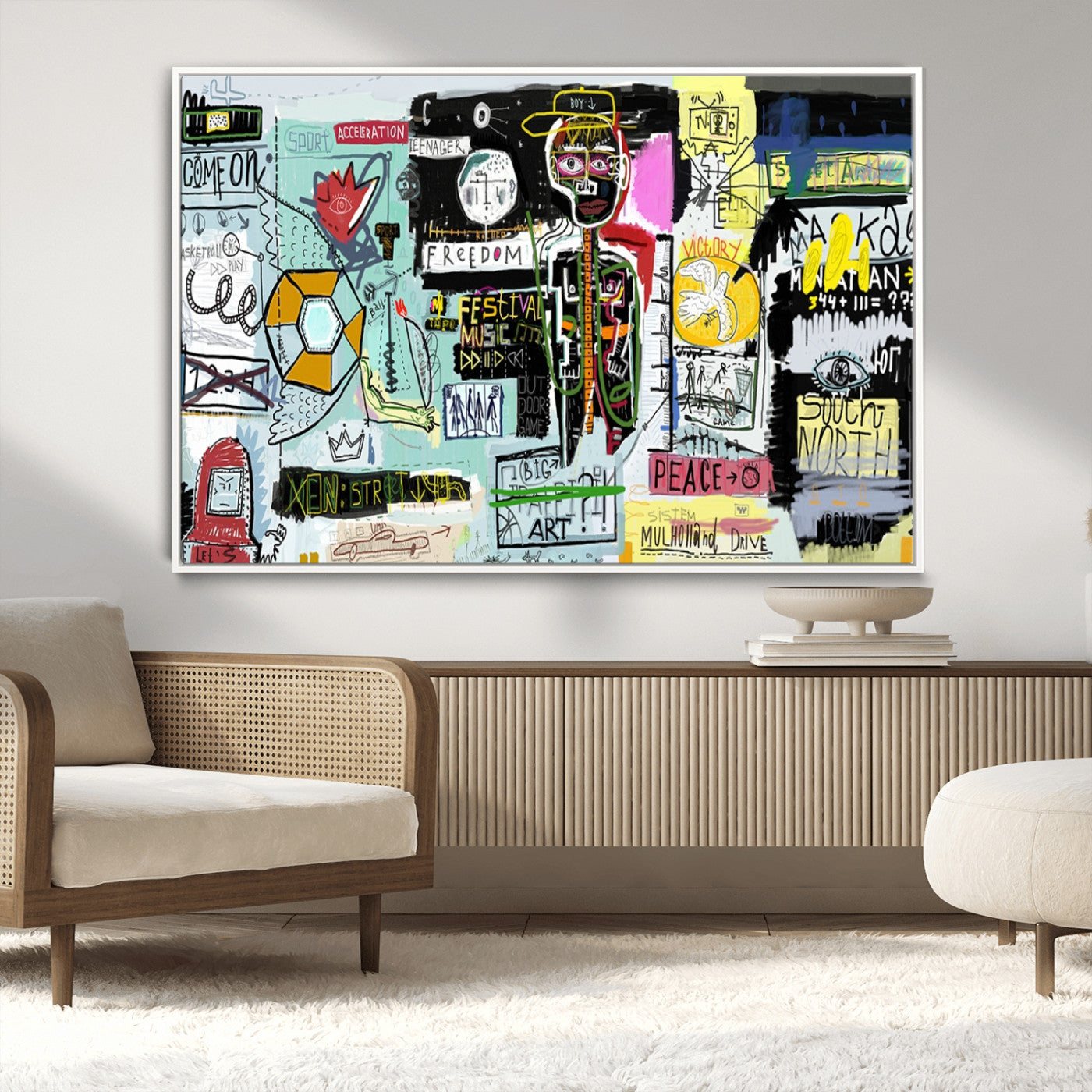 MGV-FC-36X24 - Abstract Graffiti Canvas Street Art-Inspired Graffiti Triptych Canvas – Modern Abstract Wall Art for