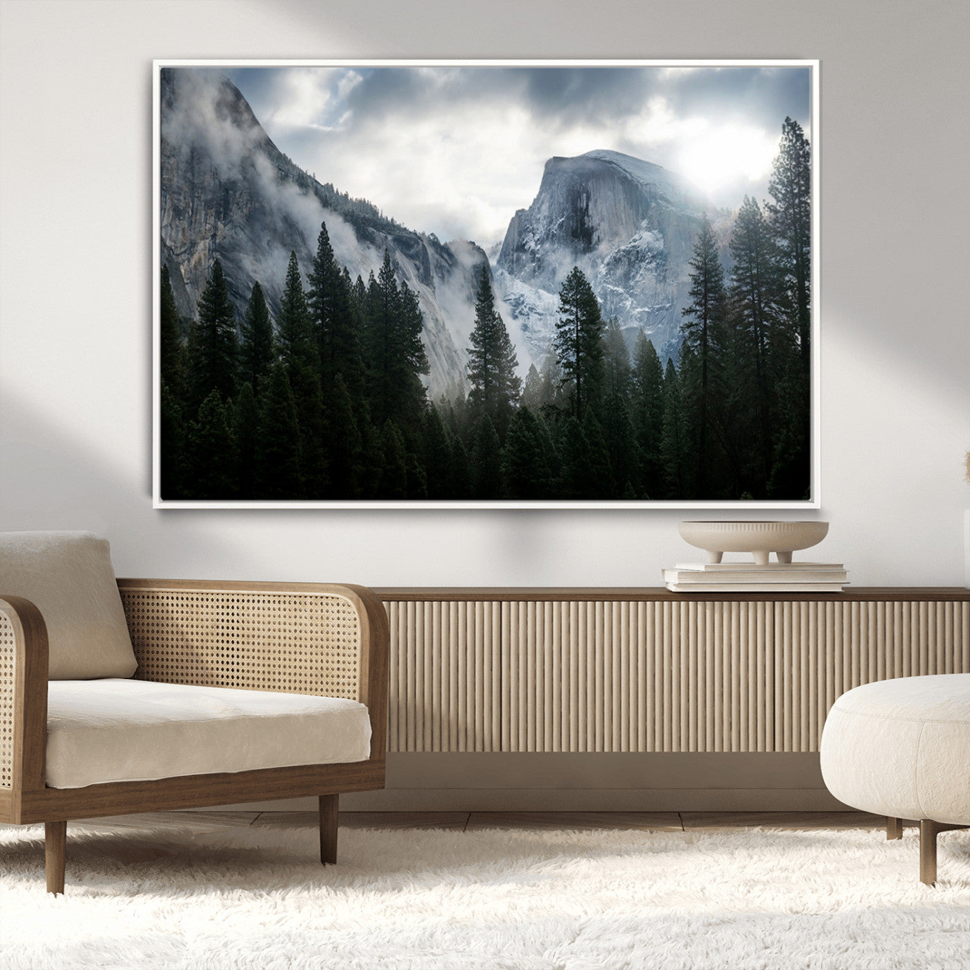 MGV-FC-36X24 - Yosemite National Park El Capitan Foggy Mountain Wall Art | Large Canvas Print for Living Room,
