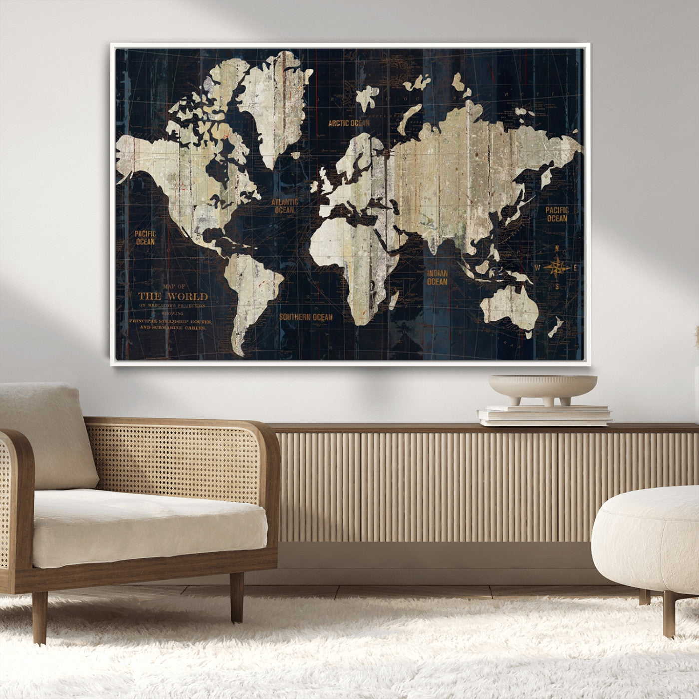 MGV-FC-36X24 - Push Pin World Map Canvas Print – Framed Wall Art for Couples to Track Their Travels – Anniversary