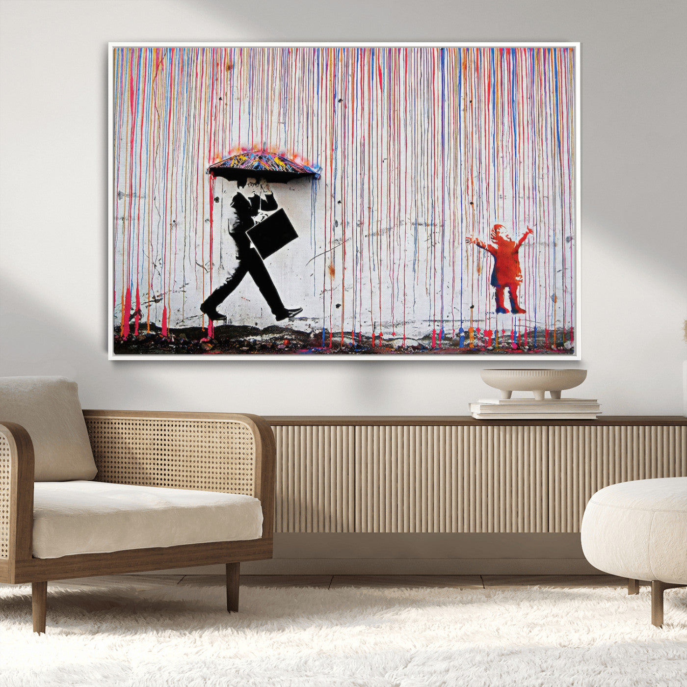 MGV-FC-36X24 - Banksy Wall Art Canvas Print, Framed Graffiti Art Picture Print, Banksy Urban Graffiti Perfect Modern Decor Artwork