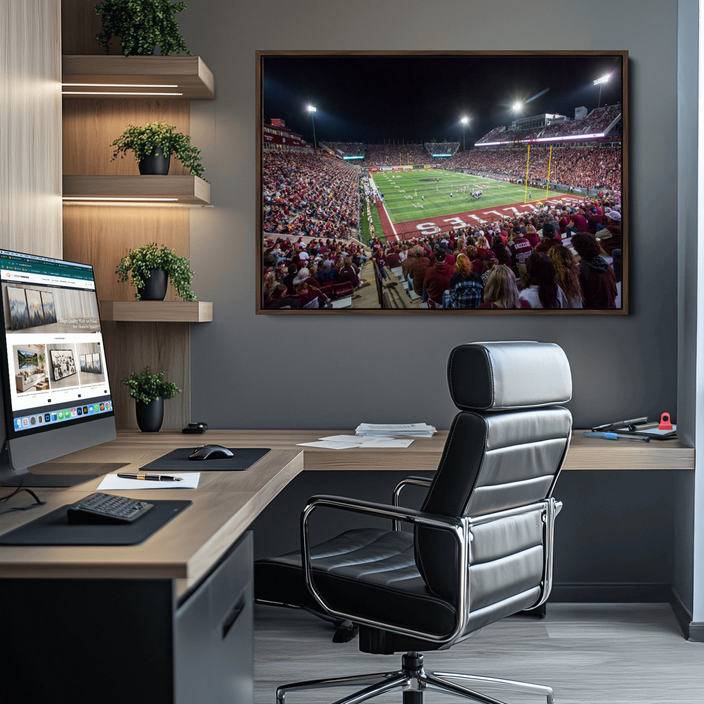 56191-MGV-CV-36X24-American Football Wall Art Canvas Print, Stadium Sport Wall Art Print