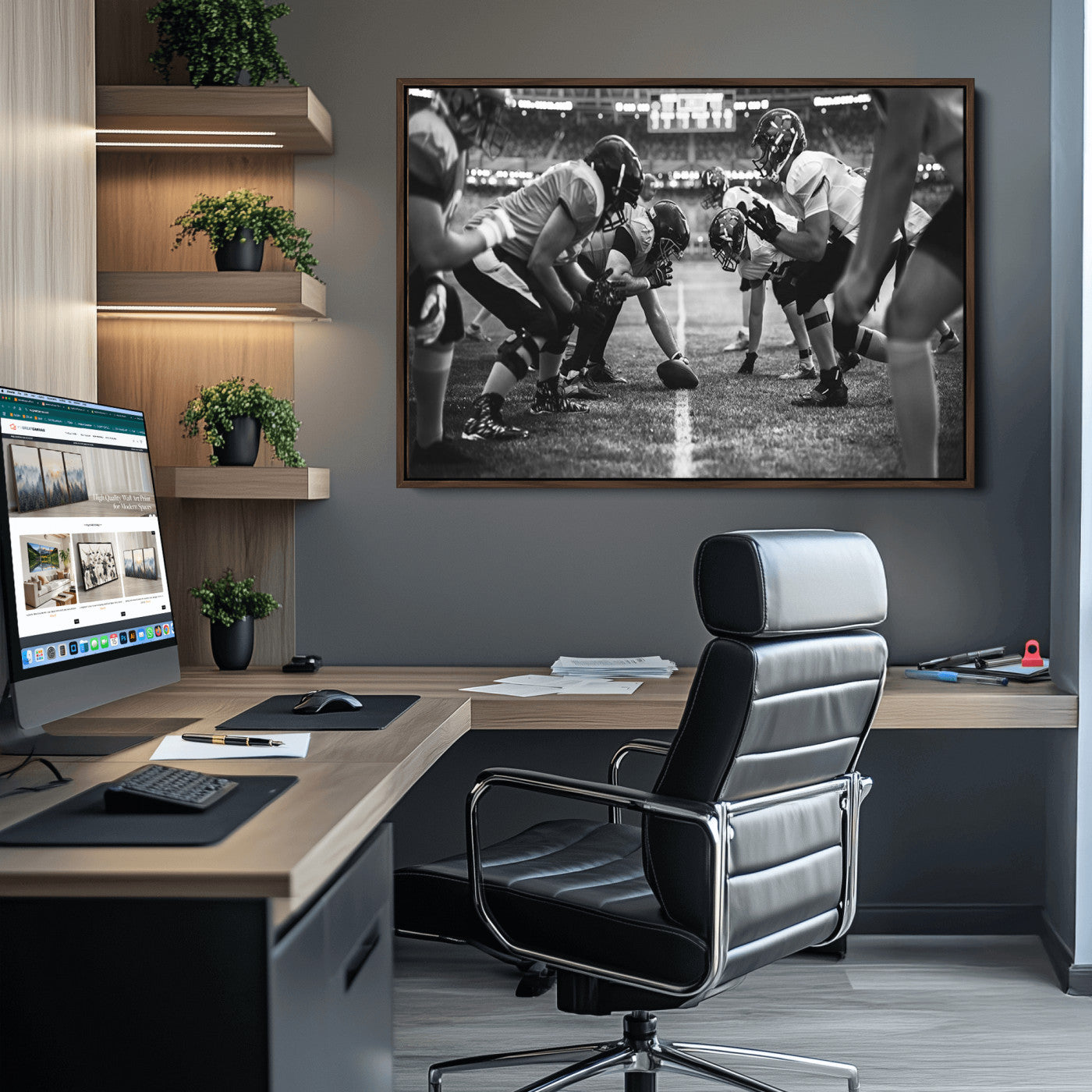 13273-MGV-CV-36X24-American Football Wall Art Canvas Print, Stadium Sport Wall Art Print