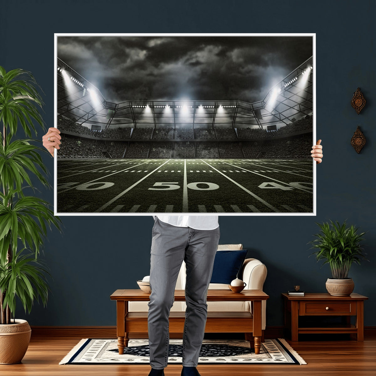 90107-MGV-CV-36X24 - American Football Stadium Wall Art Canvas Print, Stadium Sport Wall Art Print