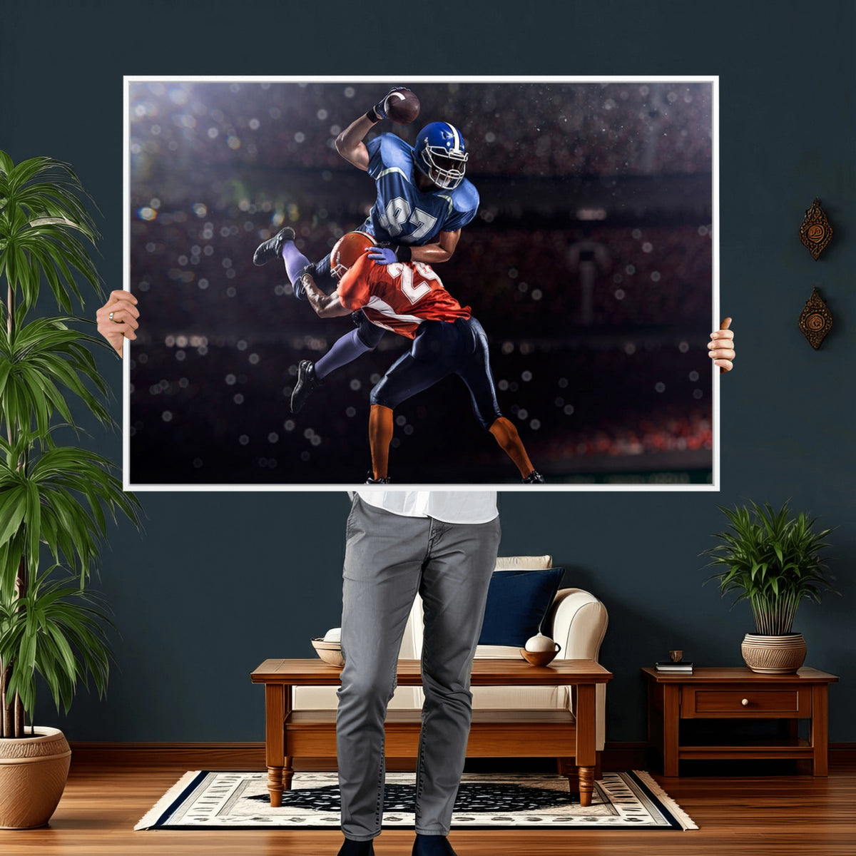 76491-MGV-CV-36X24 - American Football Wall Art Canvas Print, Stadium Sport Wall Art Print