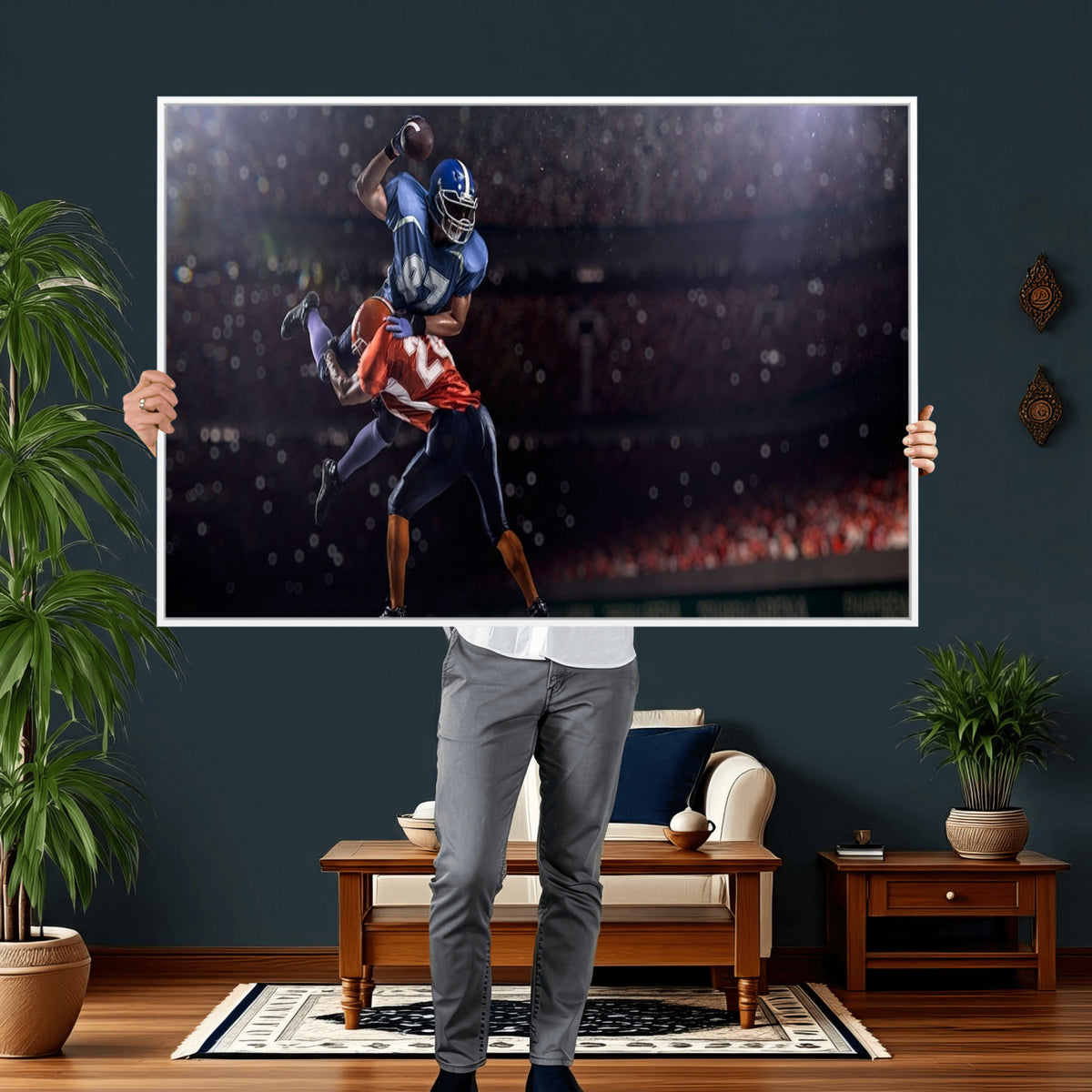68009-MGV-CV-36X24 - American Football Wall Art Canvas Print, Stadium Sport Wall Art Print