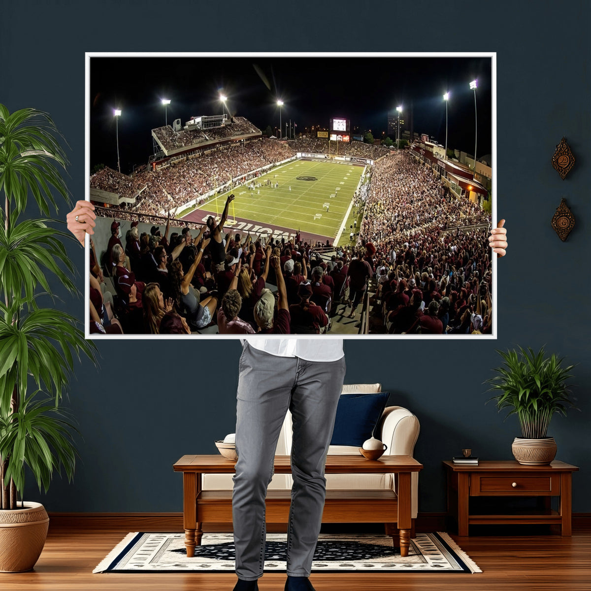 94126-MGV-CV-36X24 - Washington-Grizzly Stadium Canvas Wall Art | Exciting Game Night Atmosphere in Panoramic View