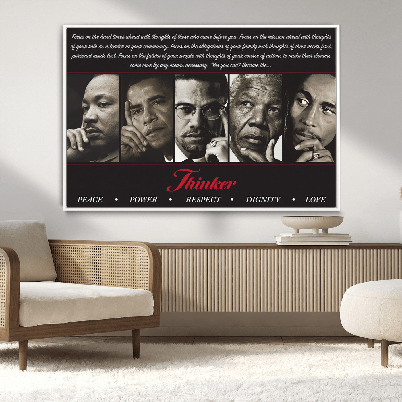 MGV-FC-36X24 - Thinkers of Wall Art Canvas Print - Inspirational Wall Art Featuring Icons of Peace, Power, and