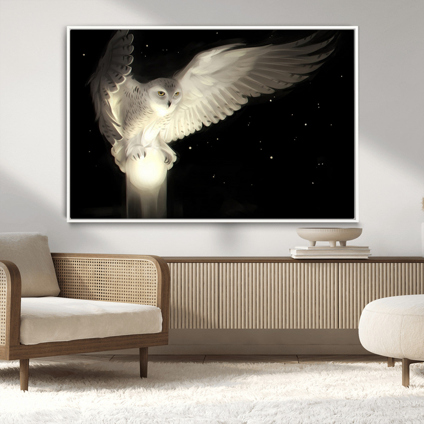 MGV-FC-36X24 - Night Owl Art -  Illuminating the Darkness – Unique Animal-Inspired Wall Art for Modern Decor |