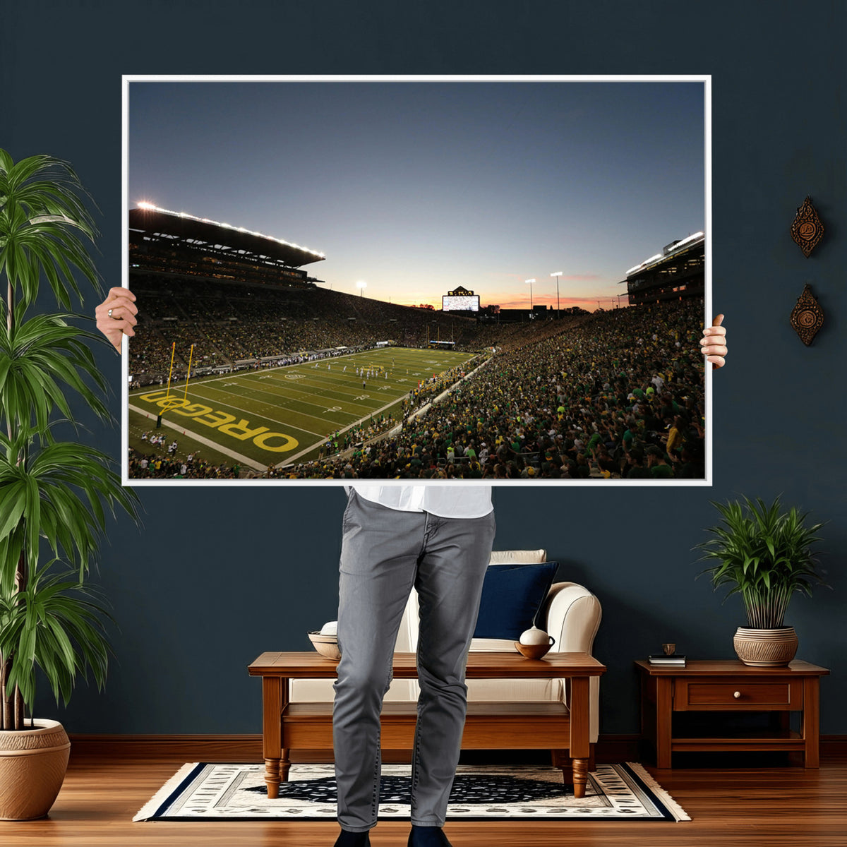 21429-MGV-CV-36X24 - Oregon Ducks Football Team Print - Eugene Autzen Stadium Wall Art Canvas Print