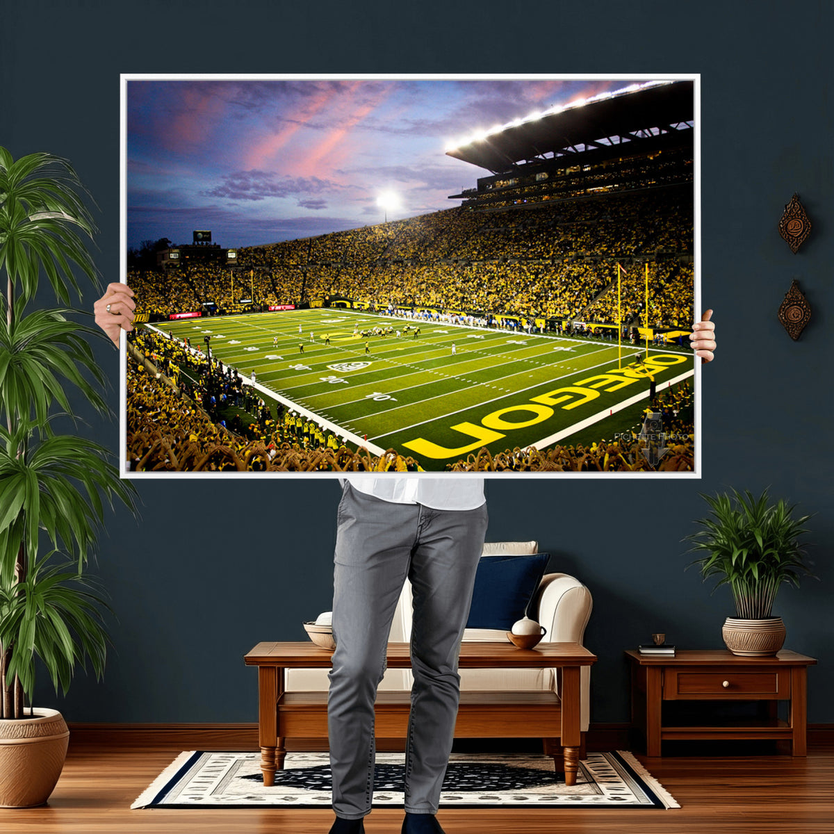 72017-MGV-CV-36X24 - University of Oregon Ducks Football Team Print, Eugene, Framed and Ready to Hang